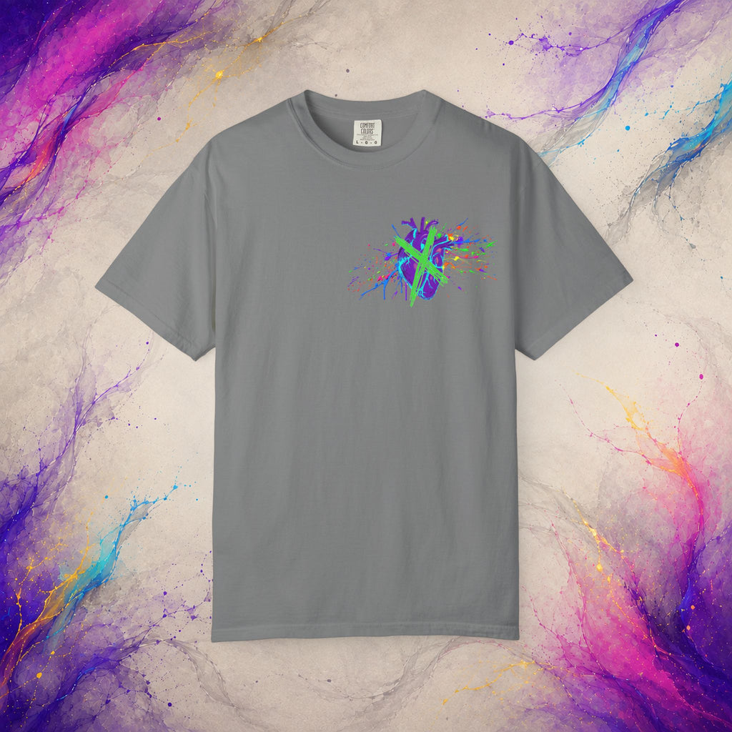 Cross My Neon Heart Tee | Colorful Abstract Art Shirt
