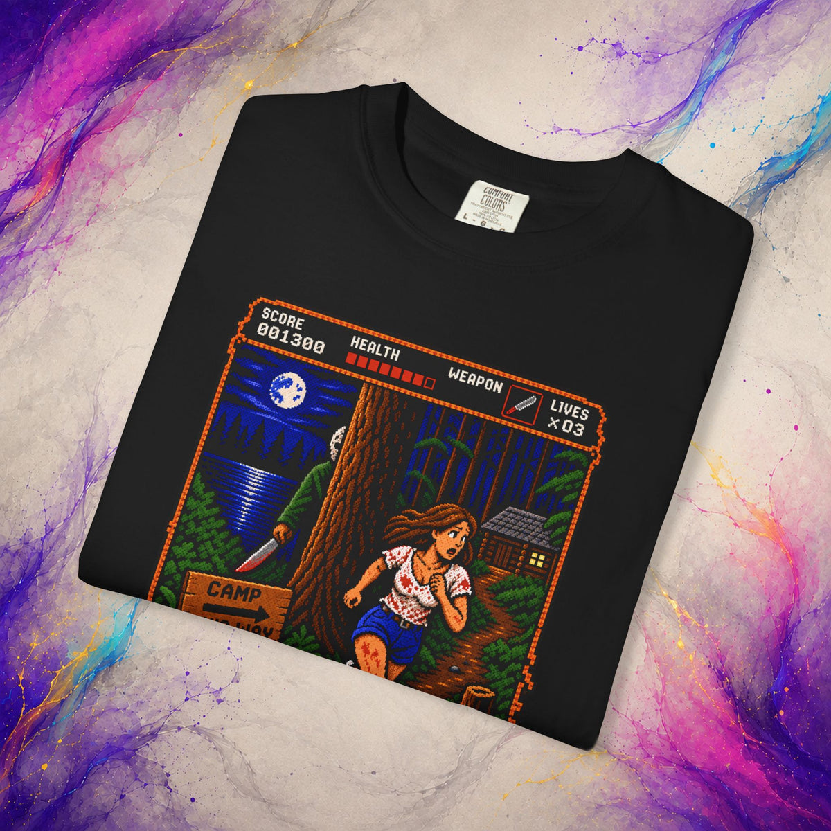 Camp This Way Tee | Retro Pixel Slasher Horror T-Shirt