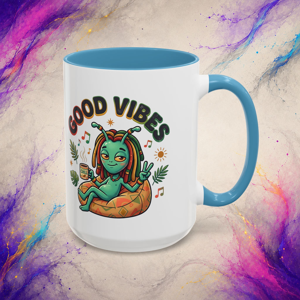 Good Vibes Alien Mug | Retro Cosmic Coffee Cup