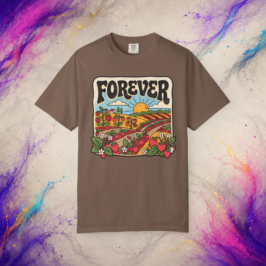 Forever Tee | Retro Strawberry Field Graphic T-Shirt