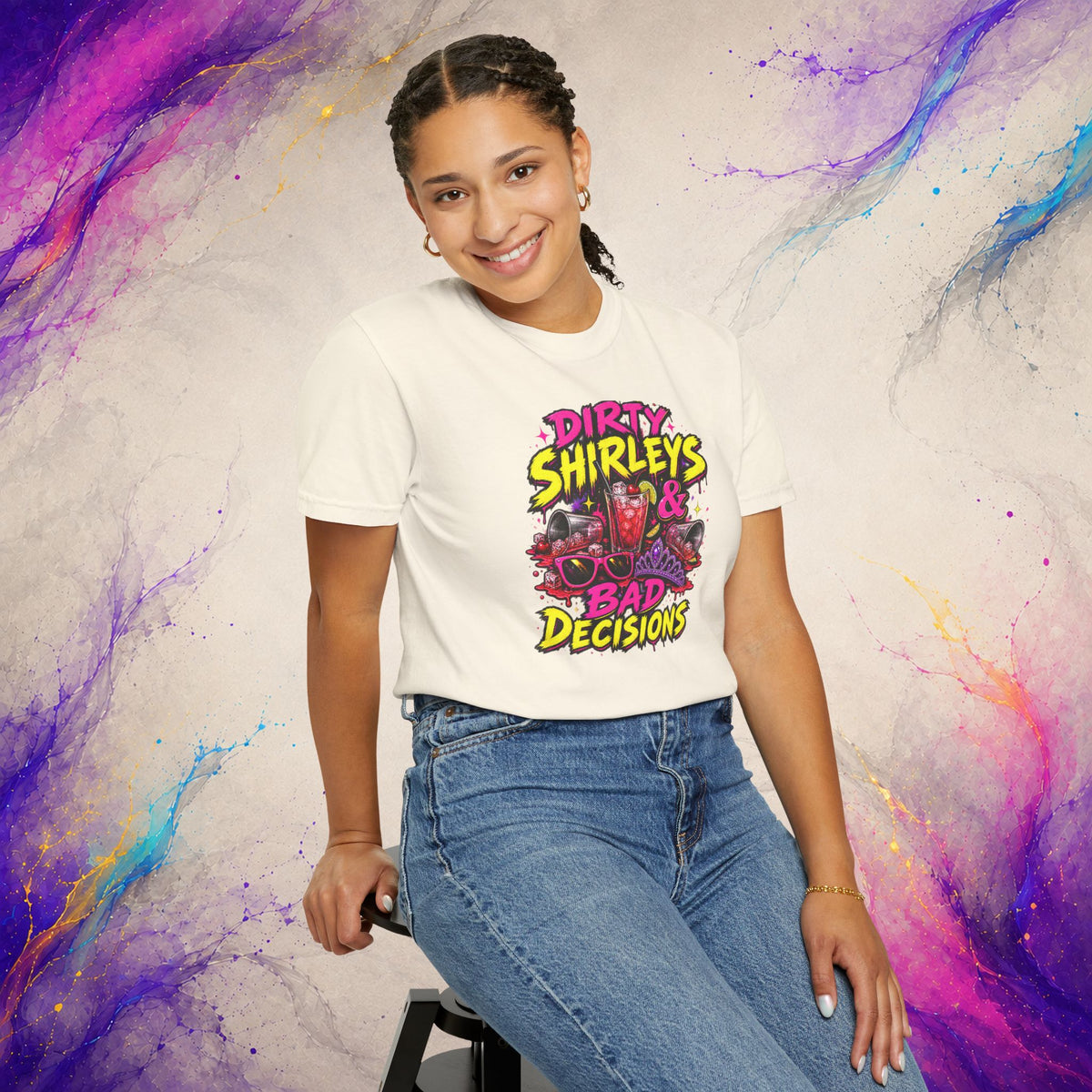 Dirty Shirleys & Bad Decisions T-Shirt | Retro Cocktail Graphic Tee
