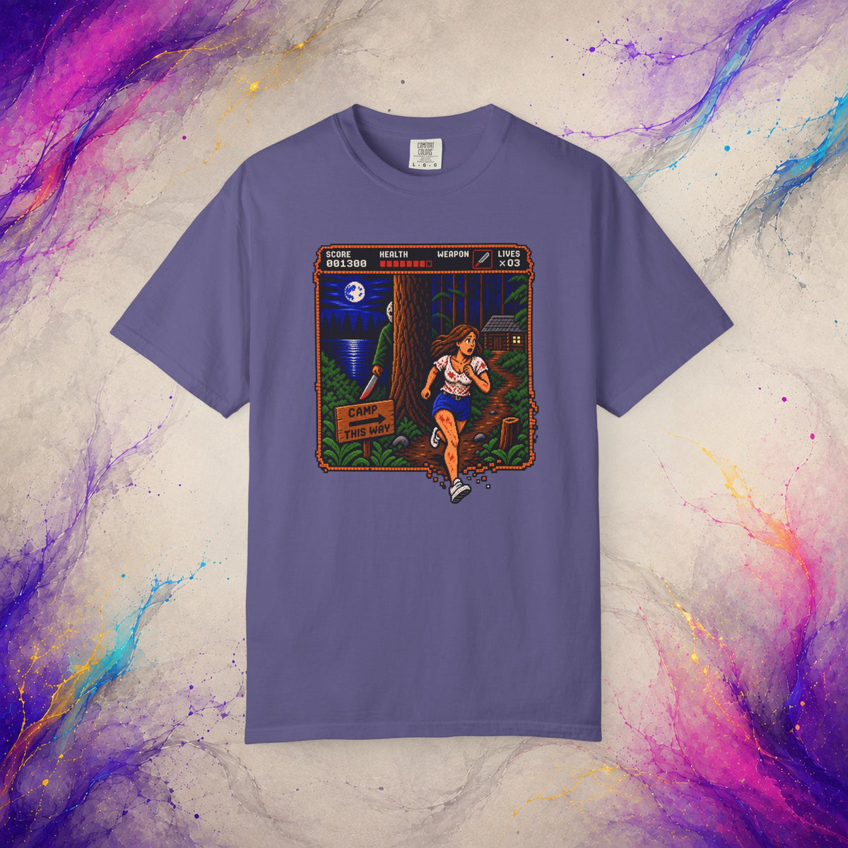 Camp This Way Tee | Retro Pixel Slasher Horror T-Shirt