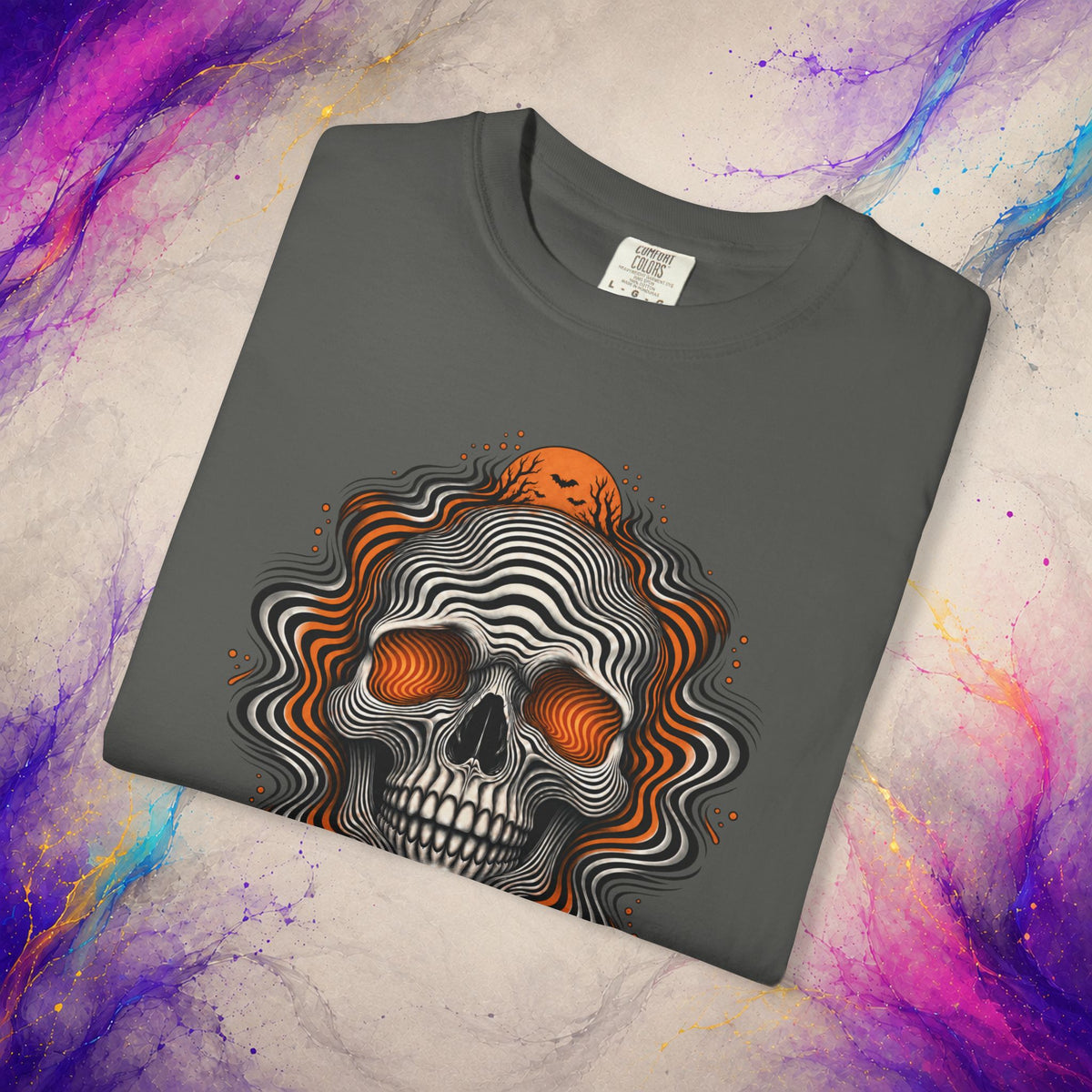 Hypnotic Skull Tee | Optical Illusion Halloween Shirt