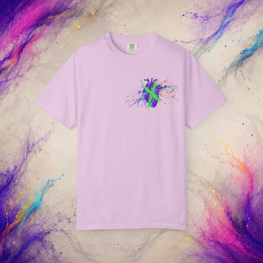 Cross My Neon Heart Tee | Colorful Abstract Art Shirt