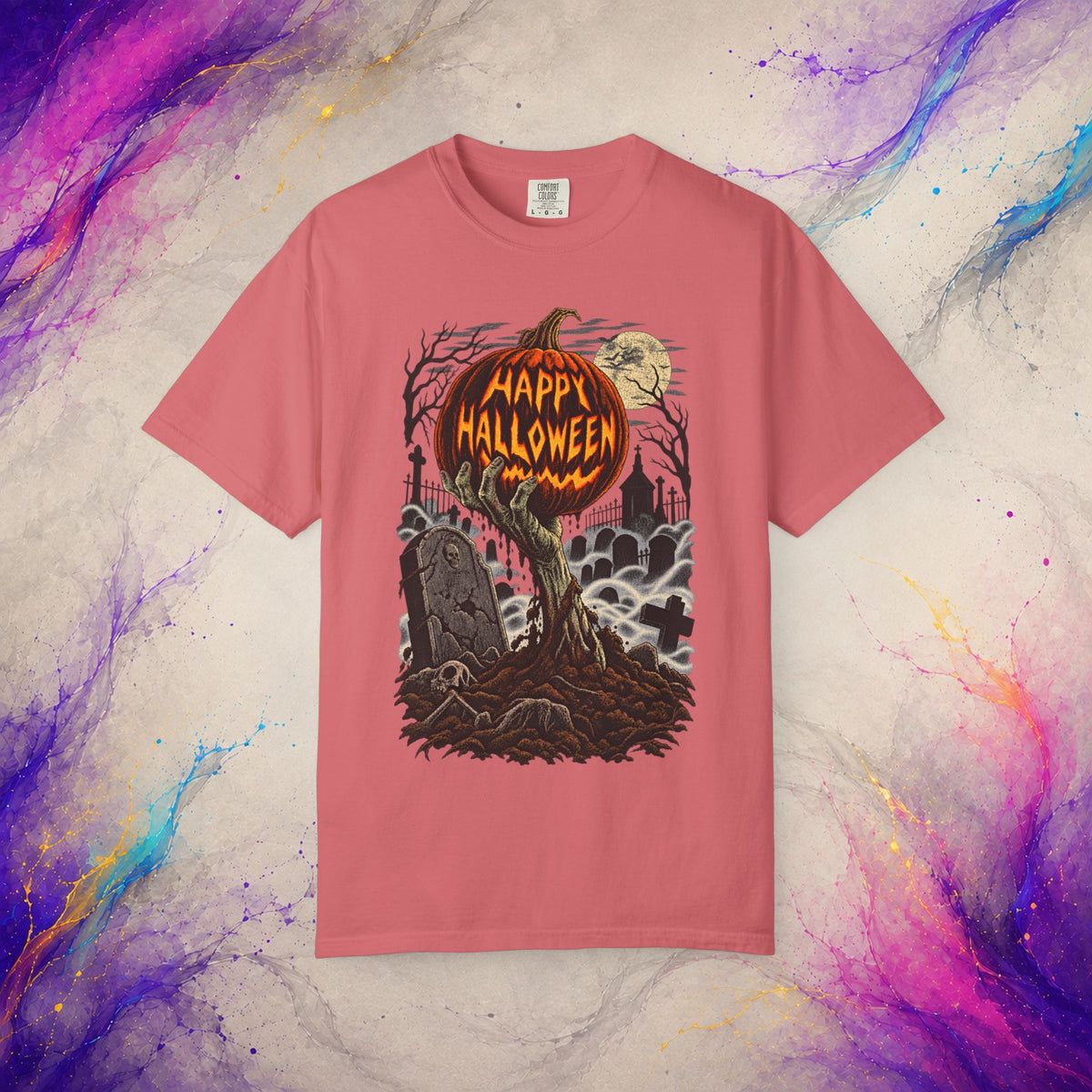 Happy Halloween Tee | Vintage Pumpkin Graveyard T-Shirt