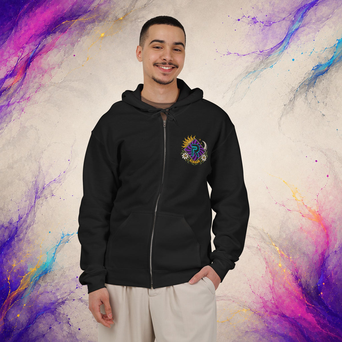 Stay Weird. Stay Human. Zip-Up | RINRON Retro Psychedelic Hoodie