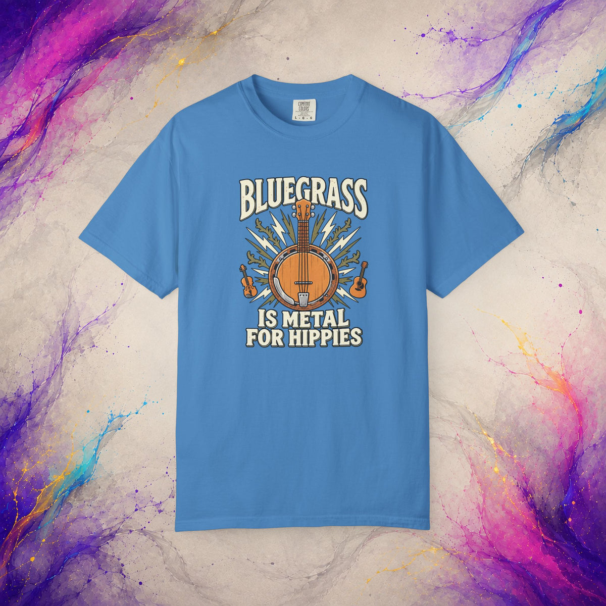 Bluegrass Is Metal for Hippies Tee | Funny Banjo Music T-Shirt