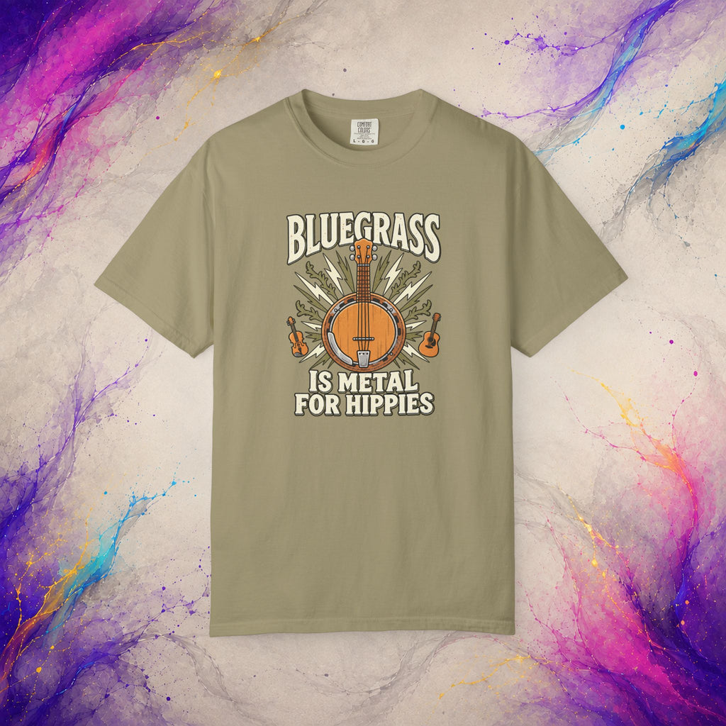Bluegrass Is Metal for Hippies Tee | Funny Banjo Music T-Shirt