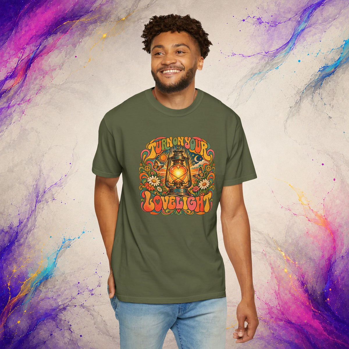 Turn On Your Lovelight Tee | Retro Lantern Peace T-Shirt