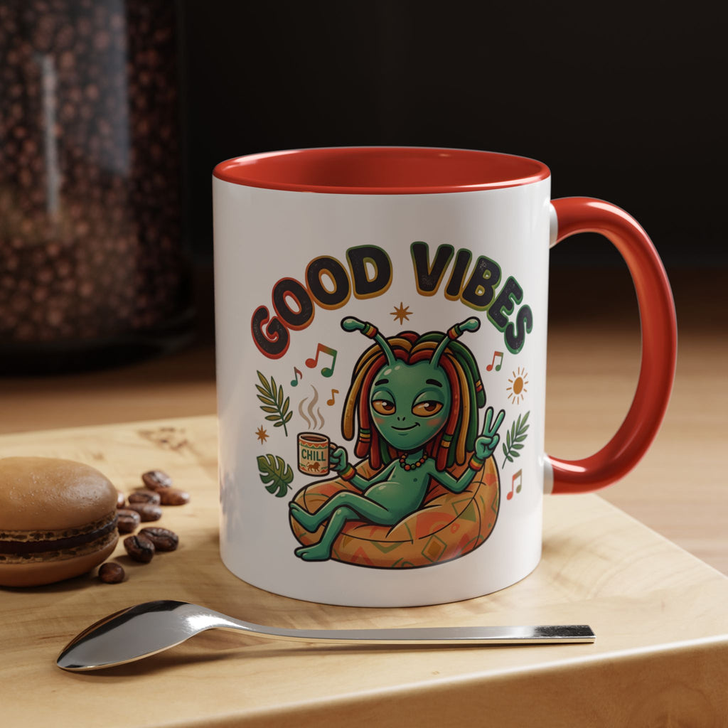 Good Vibes Alien Mug | Retro Cosmic Coffee Cup