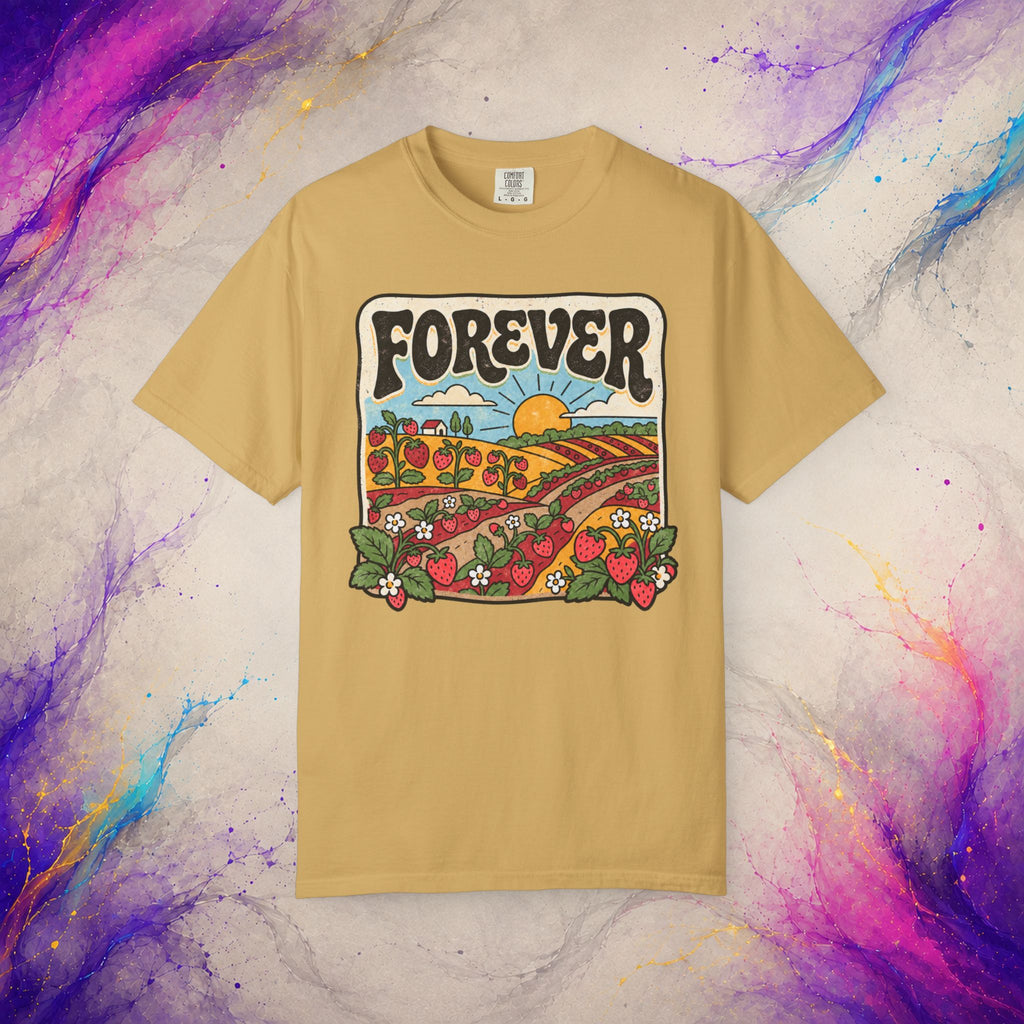 Forever Tee | Retro Strawberry Field Graphic T-Shirt