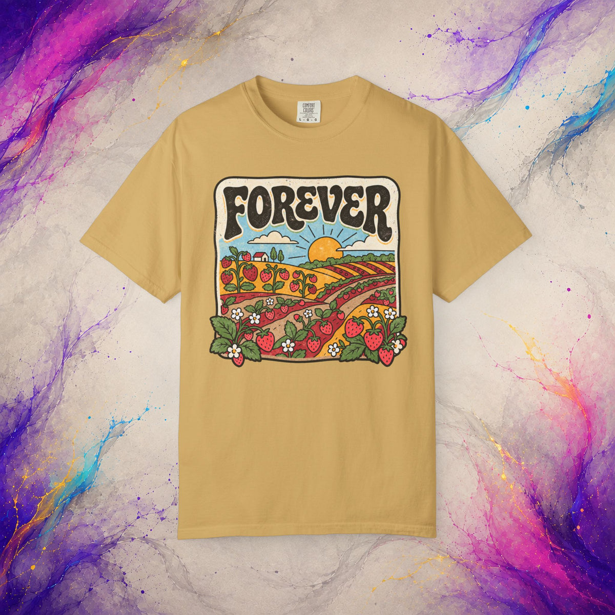 Forever Tee | Retro Strawberry Field Graphic T-Shirt