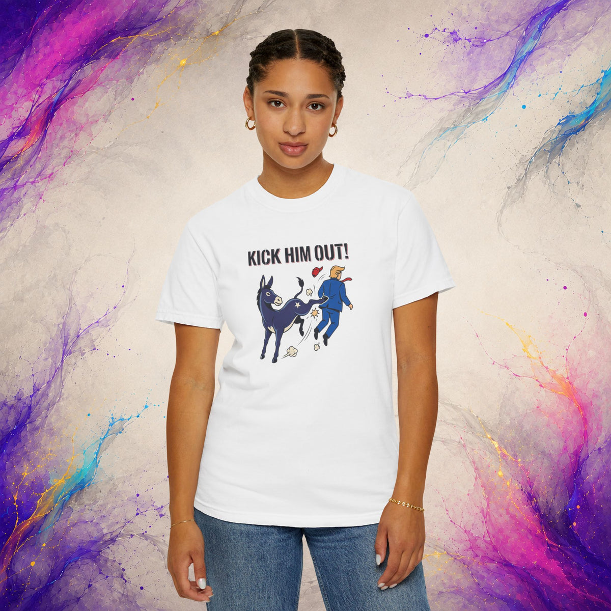 Kick Him Out T-Shirt | Political Satire Donkey Graphic Tee
