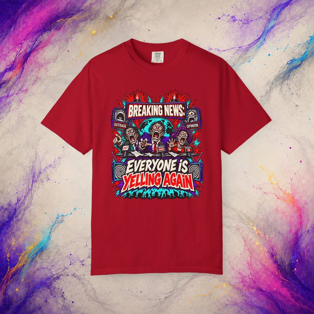 Everyone Is Yelling Again Tee | Breaking News Media Satire T-Shirt