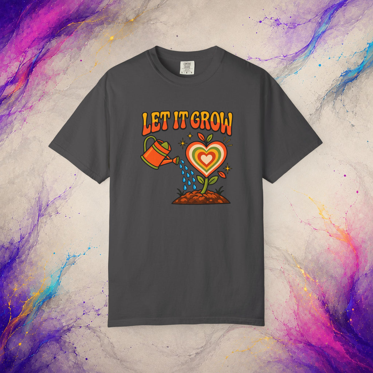 Let It Grow Heart Plant T-Shirt | Retro Garden Graphic Tee
