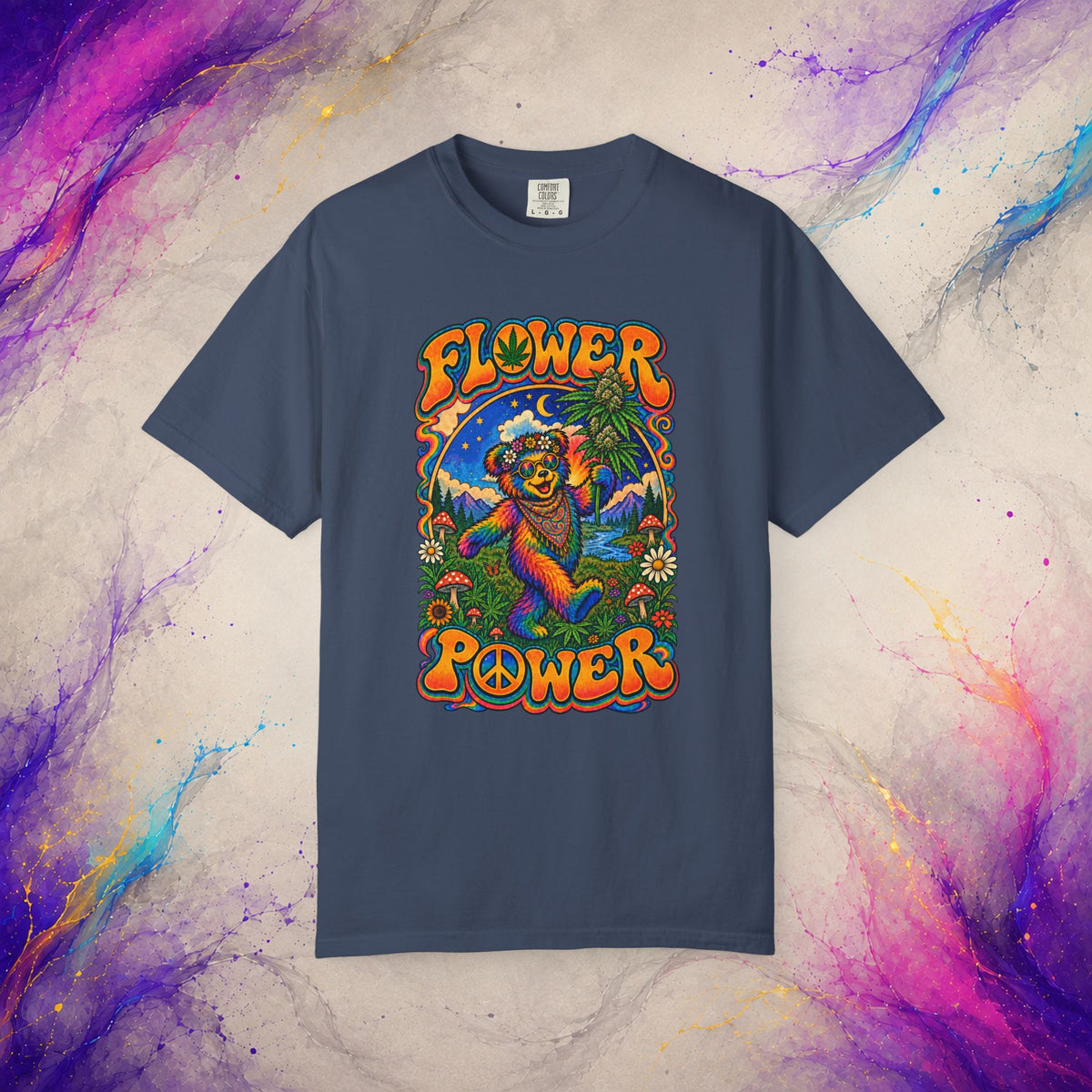 Flower Power T-Shirt | Psychedelic Hippie Bear Graphic Tee