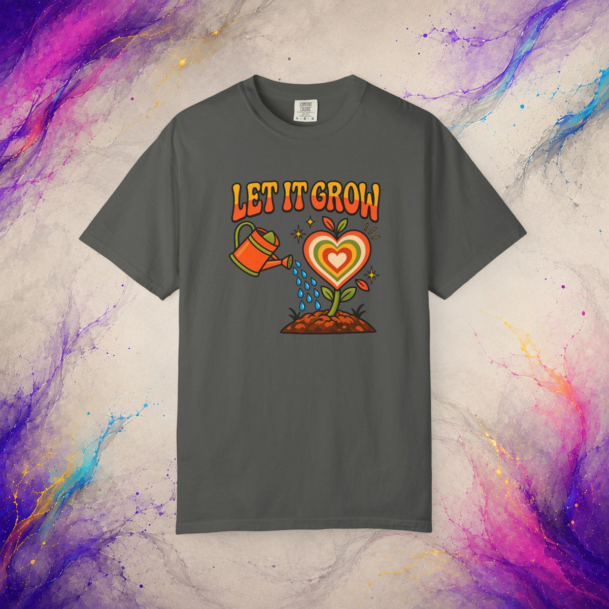 Let It Grow Heart Plant T-Shirt | Retro Garden Graphic Tee