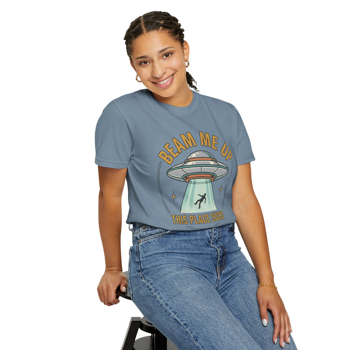 Beam Me Up This Place Sucks Tee | Retro UFO Shirt