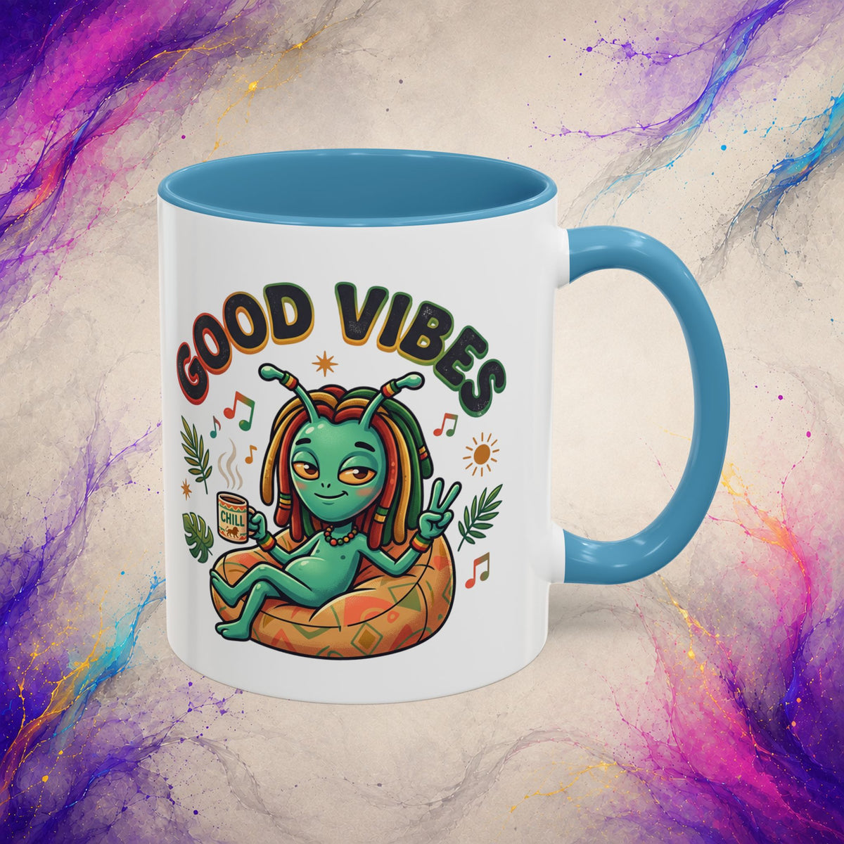 Good Vibes Alien Mug | Retro Cosmic Coffee Cup