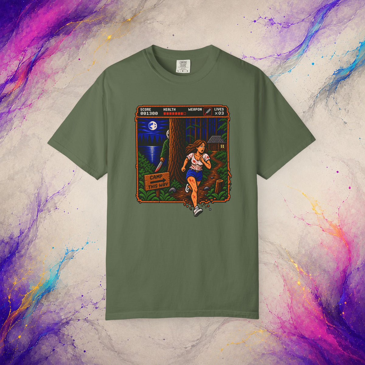 Camp This Way Tee | Retro Pixel Slasher Horror T-Shirt