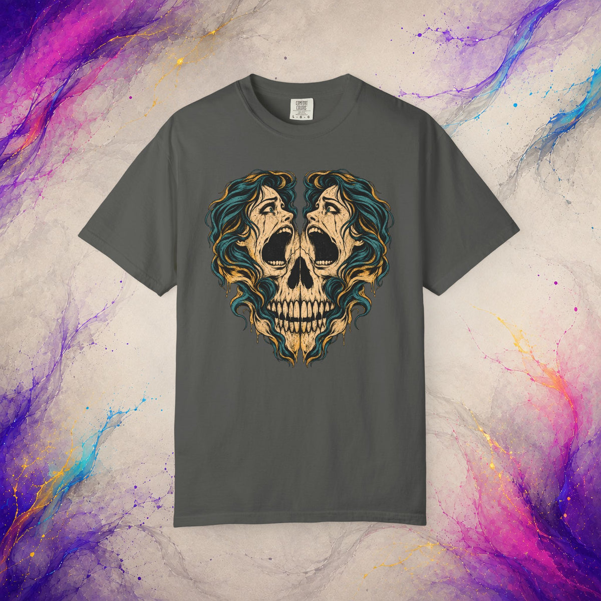 Split Scream Tee | Surreal Skull Horror Shirt