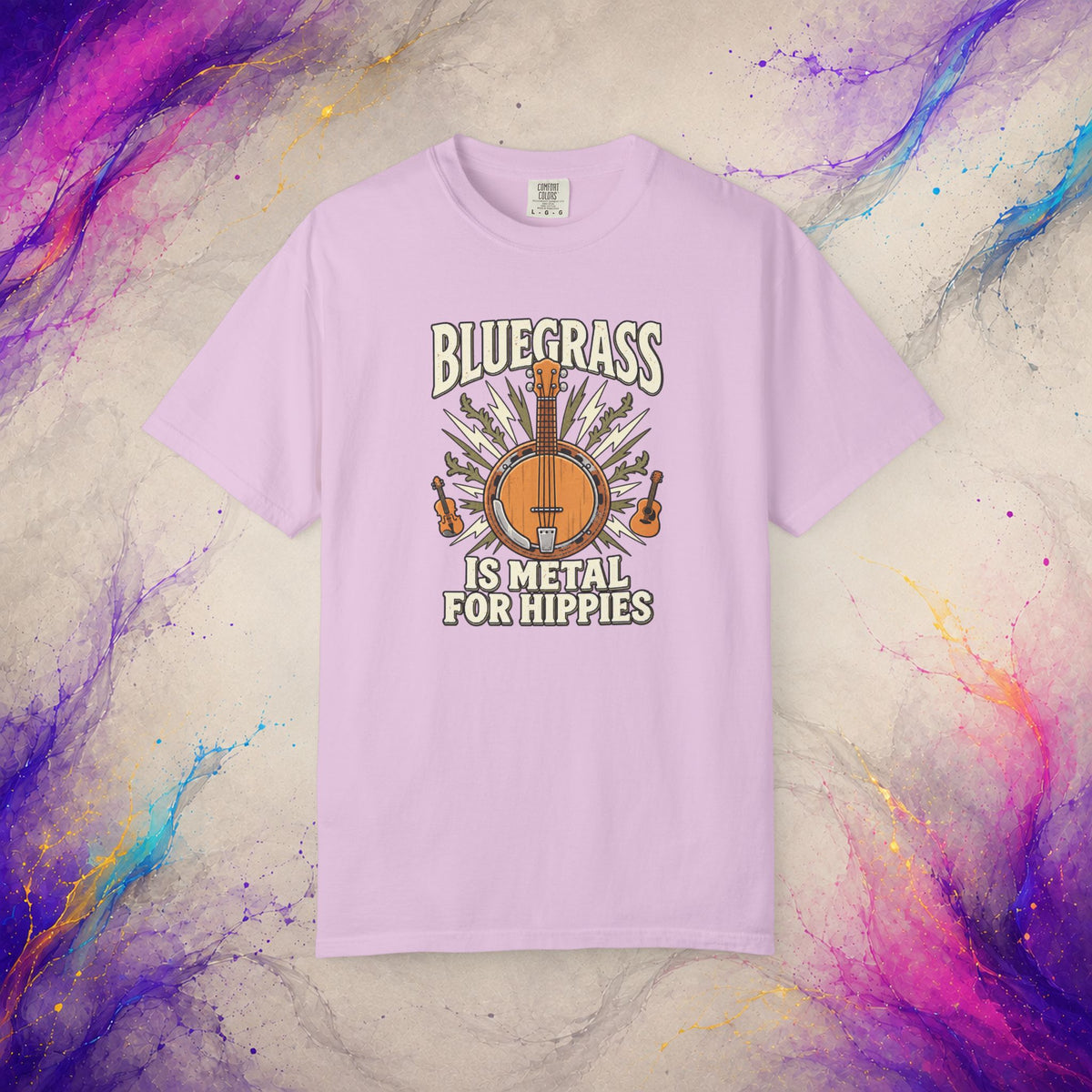 Bluegrass Is Metal for Hippies Tee | Funny Banjo Music T-Shirt
