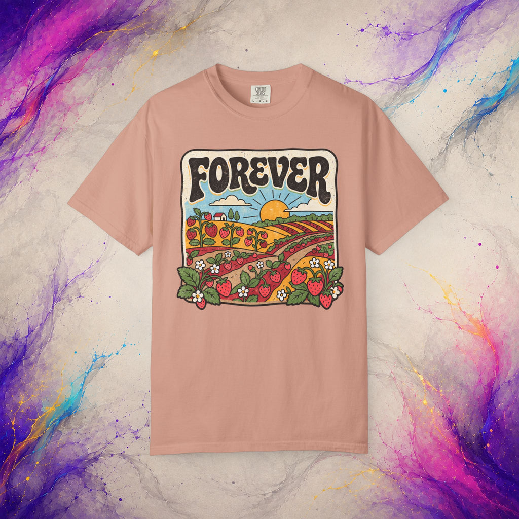 Forever Tee | Retro Strawberry Field Graphic T-Shirt