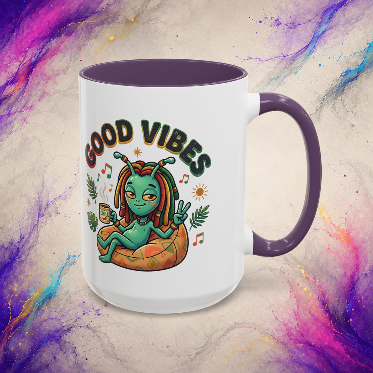 Good Vibes Alien Mug | Retro Cosmic Coffee Cup