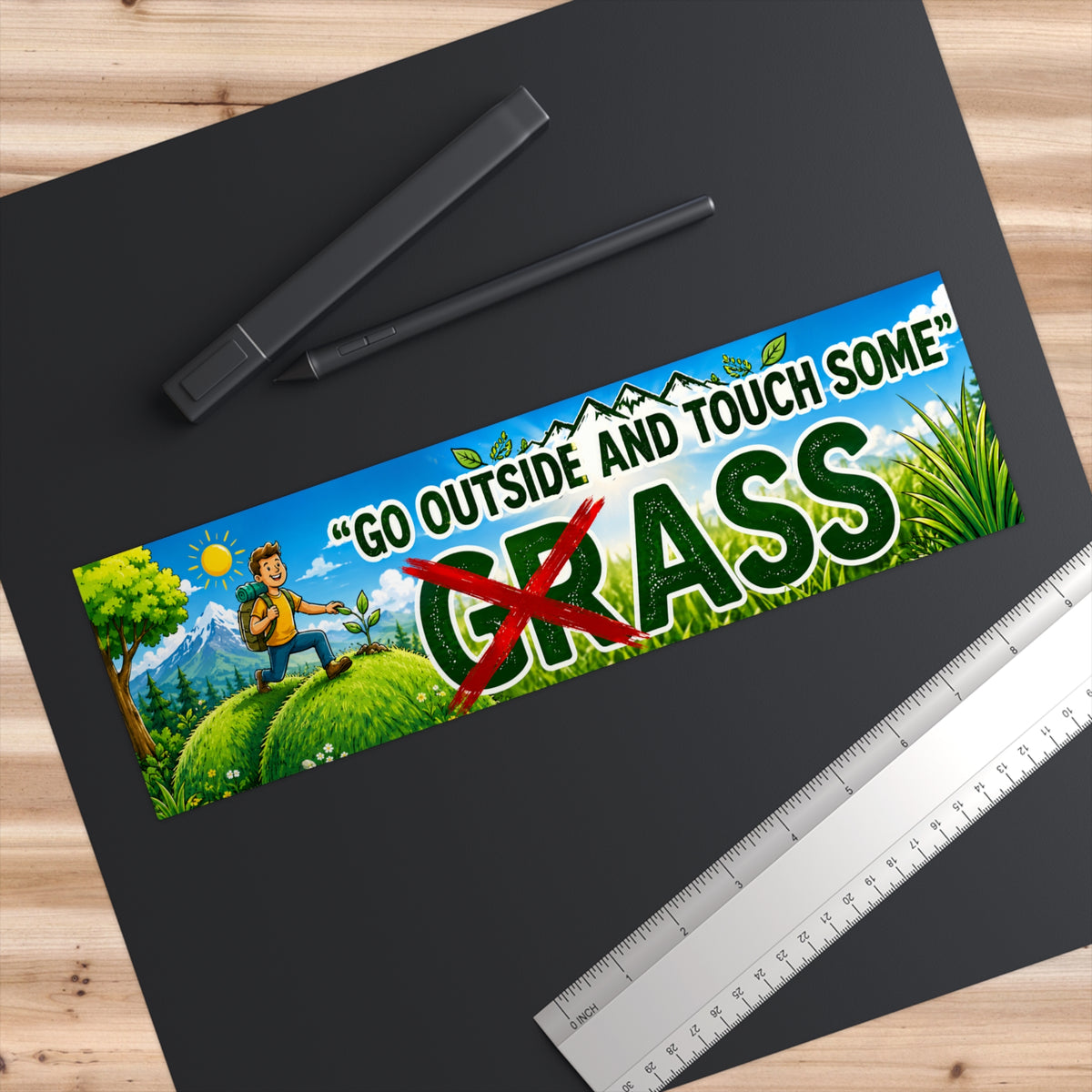 Go Outside and Touch Some Grass Bumper Sticker | Funny Outdoor Humor Decal
