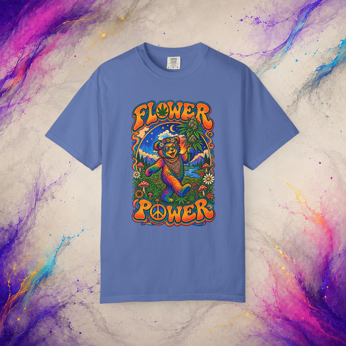 Flower Power T-Shirt | Psychedelic Hippie Bear Graphic Tee