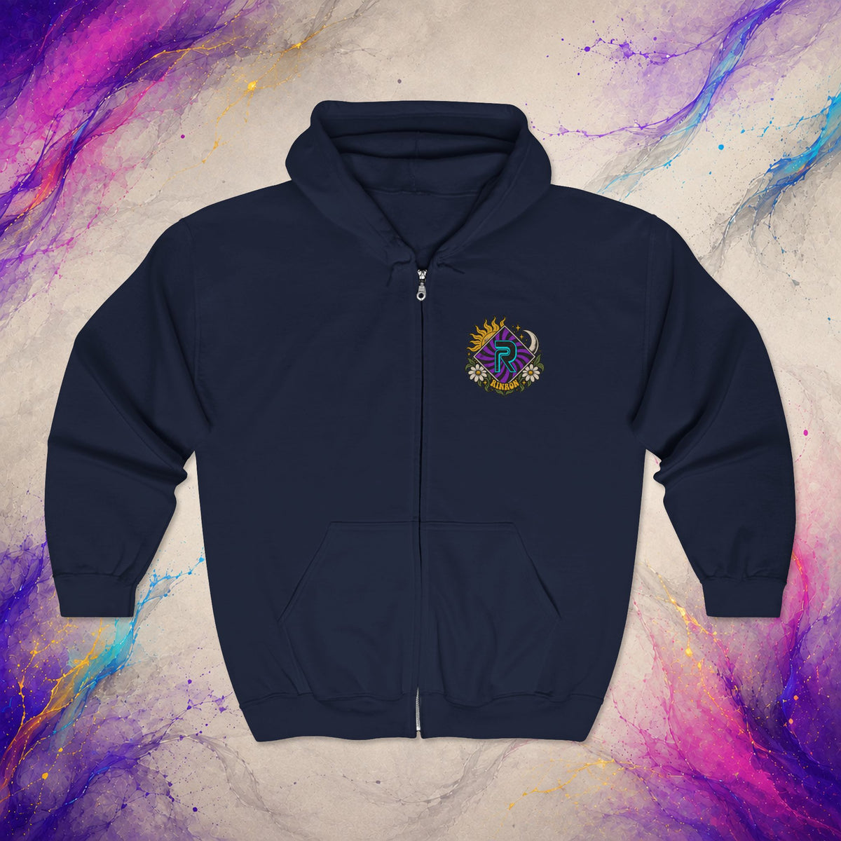 Stay Weird. Stay Human. Zip-Up | RINRON Retro Psychedelic Hoodie