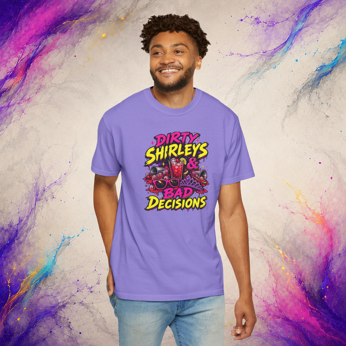 Dirty Shirleys & Bad Decisions T-Shirt | Retro Cocktail Graphic Tee