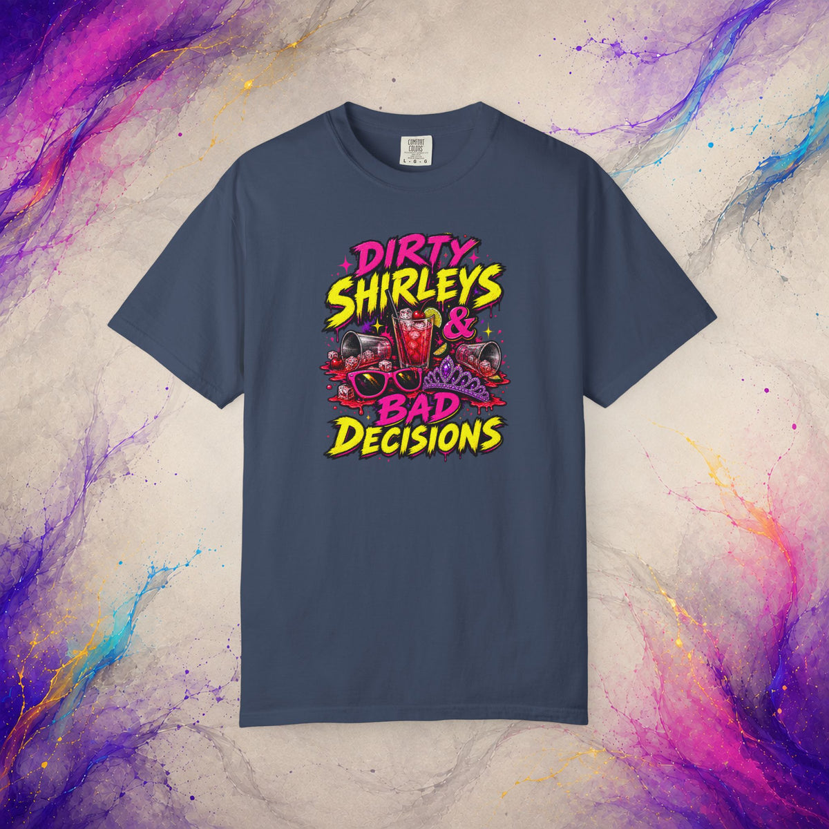 Dirty Shirleys & Bad Decisions T-Shirt | Retro Cocktail Graphic Tee