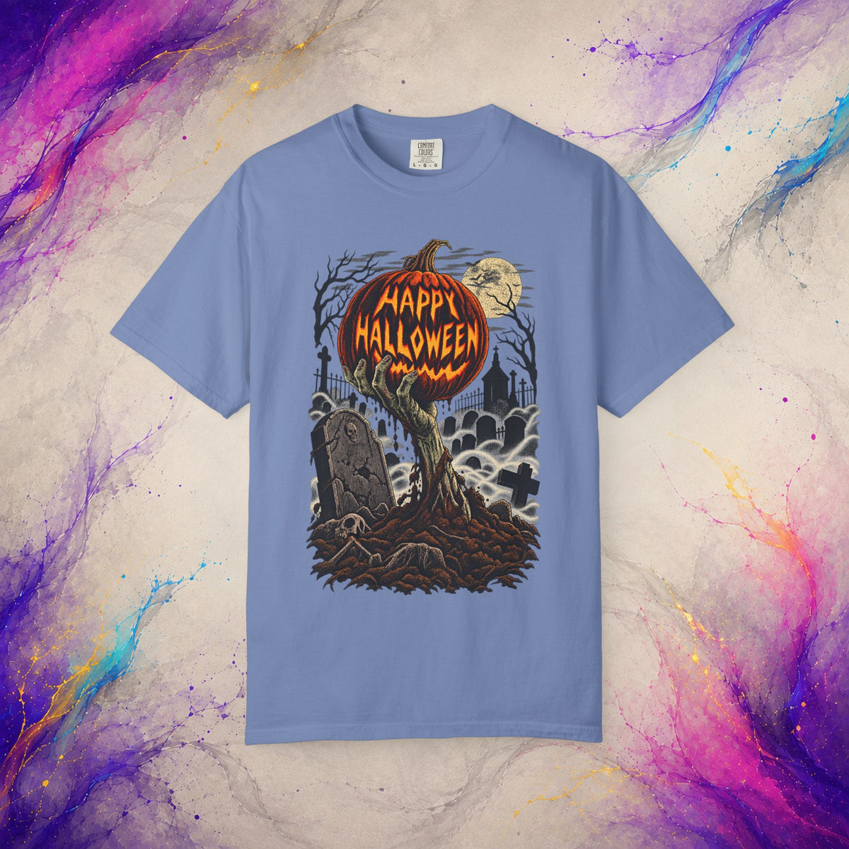 Happy Halloween Tee | Vintage Pumpkin Graveyard T-Shirt
