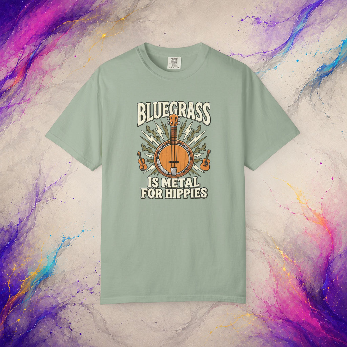 Bluegrass Is Metal for Hippies Tee | Funny Banjo Music T-Shirt