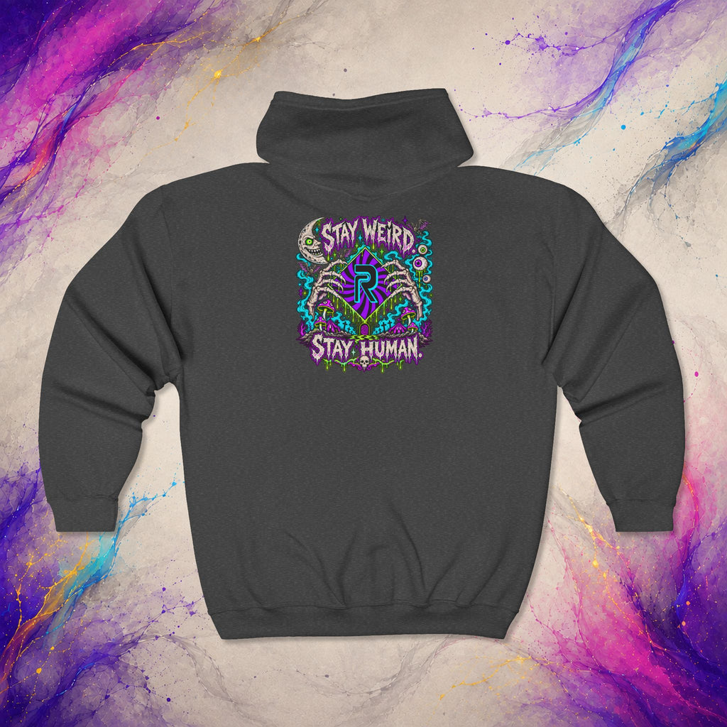 Stay Weird. Stay Human. Zip-Up | RINRON Original Graphic Hoodie