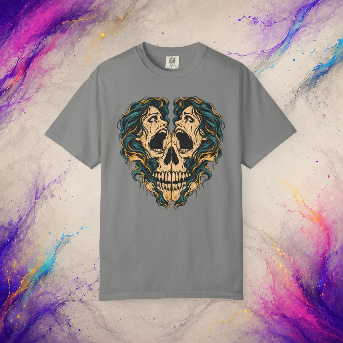Split Scream Tee | Surreal Skull Horror Shirt