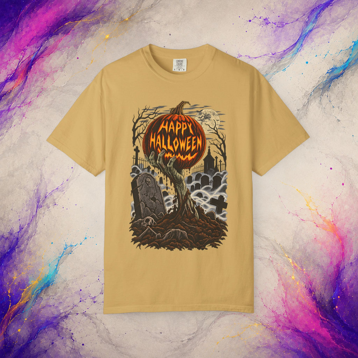 Happy Halloween Tee | Vintage Pumpkin Graveyard T-Shirt