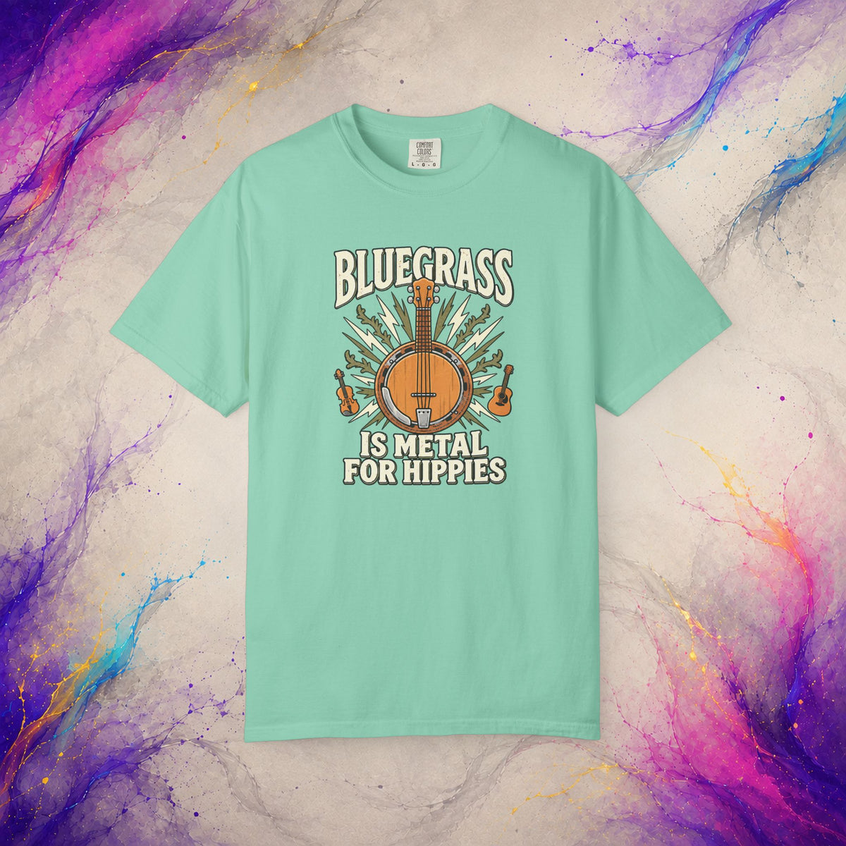 Bluegrass Is Metal for Hippies Tee | Funny Banjo Music T-Shirt
