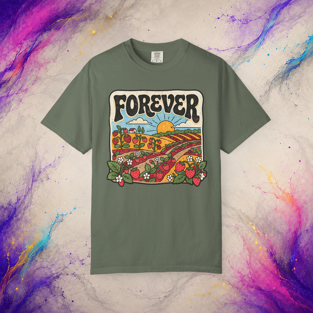 Forever Tee | Retro Strawberry Field Graphic T-Shirt