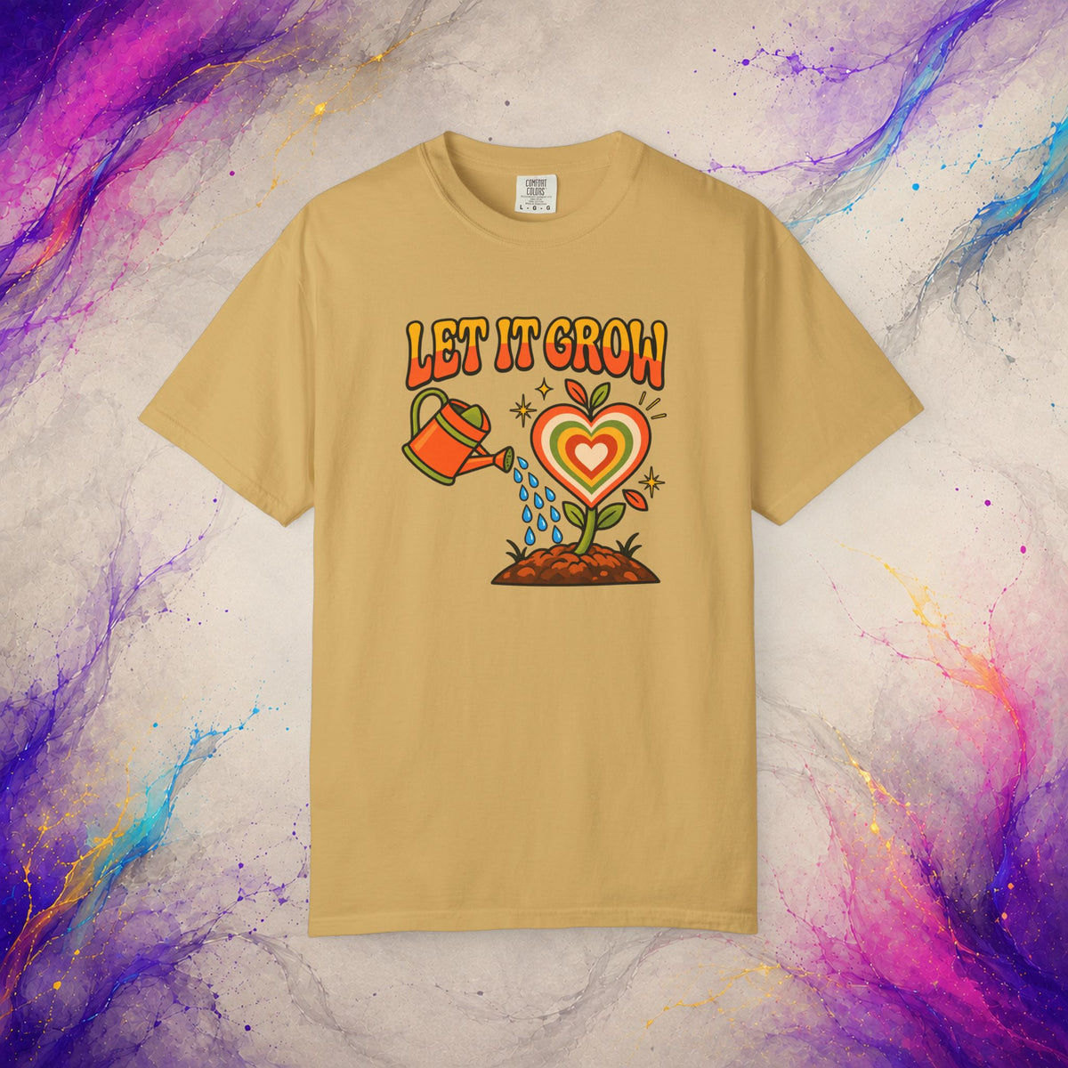 Let It Grow Heart Plant T-Shirt | Retro Garden Graphic Tee