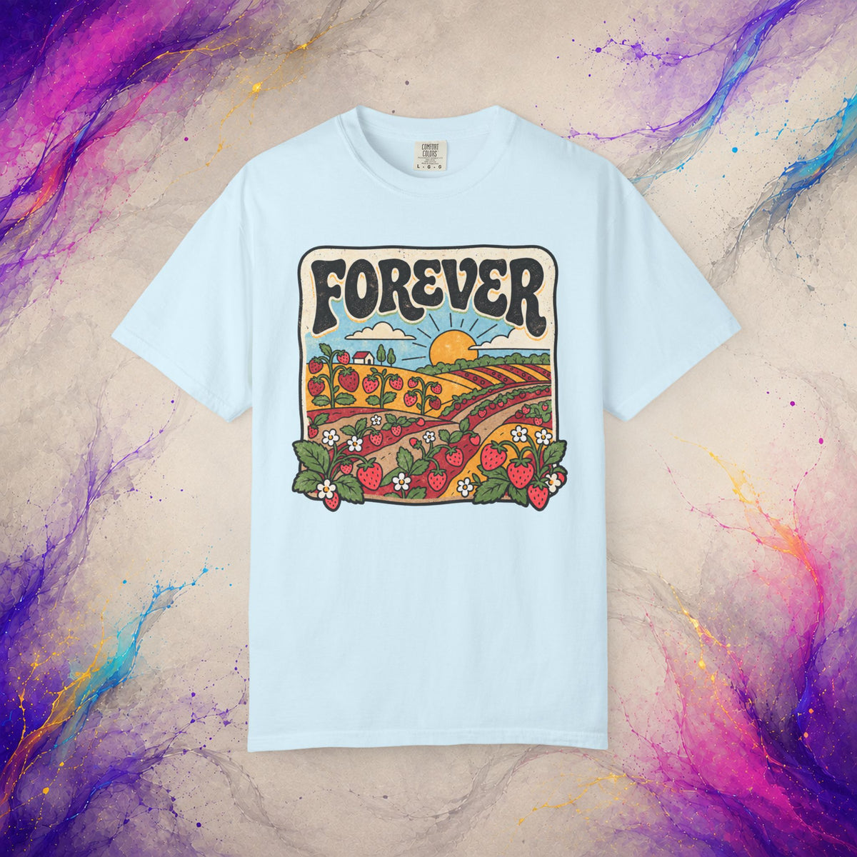 Forever Tee | Retro Strawberry Field Graphic T-Shirt