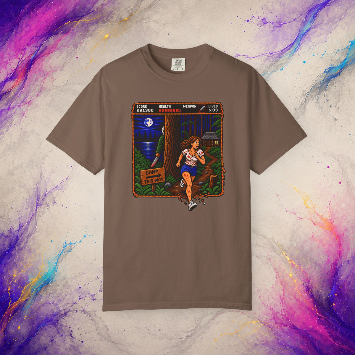 Camp This Way Tee | Retro Pixel Slasher Horror T-Shirt