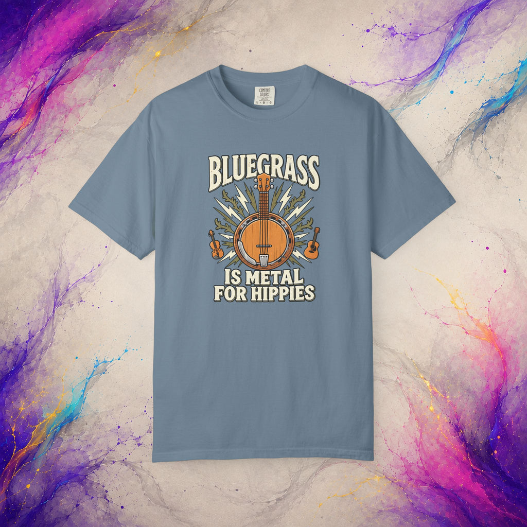 Bluegrass Is Metal for Hippies Tee | Funny Banjo Music T-Shirt