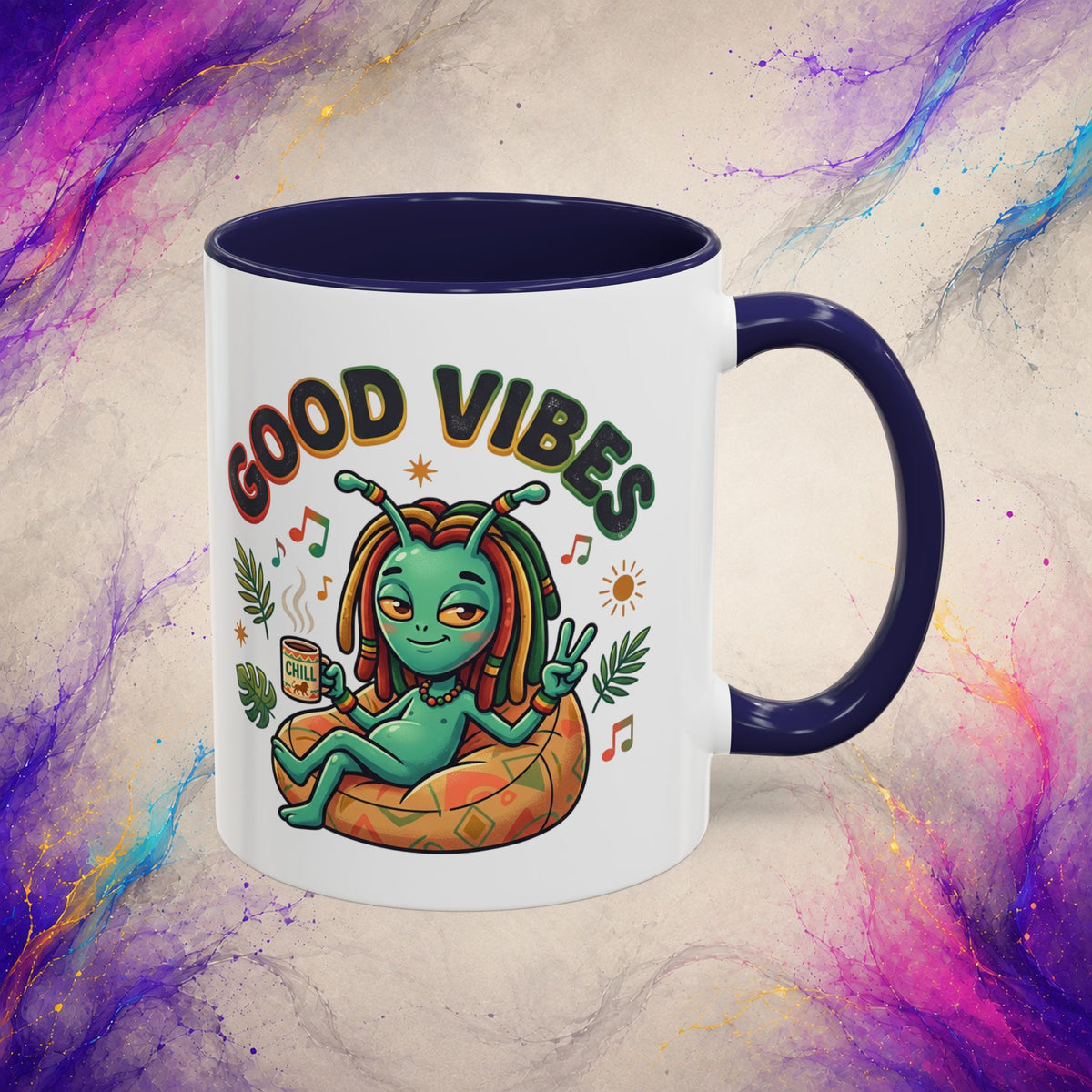 Good Vibes Alien Mug | Retro Cosmic Coffee Cup
