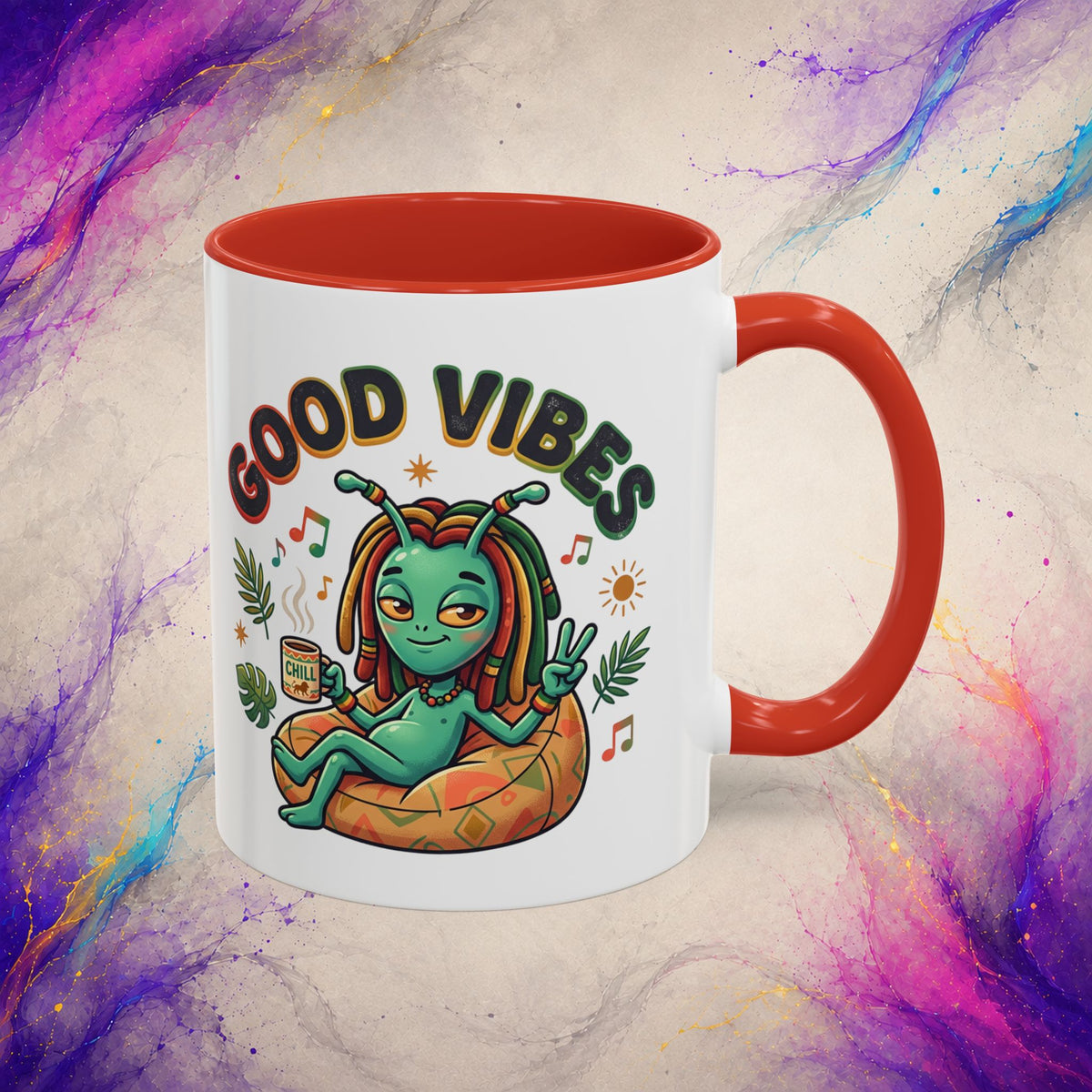 Good Vibes Alien Mug | Retro Cosmic Coffee Cup