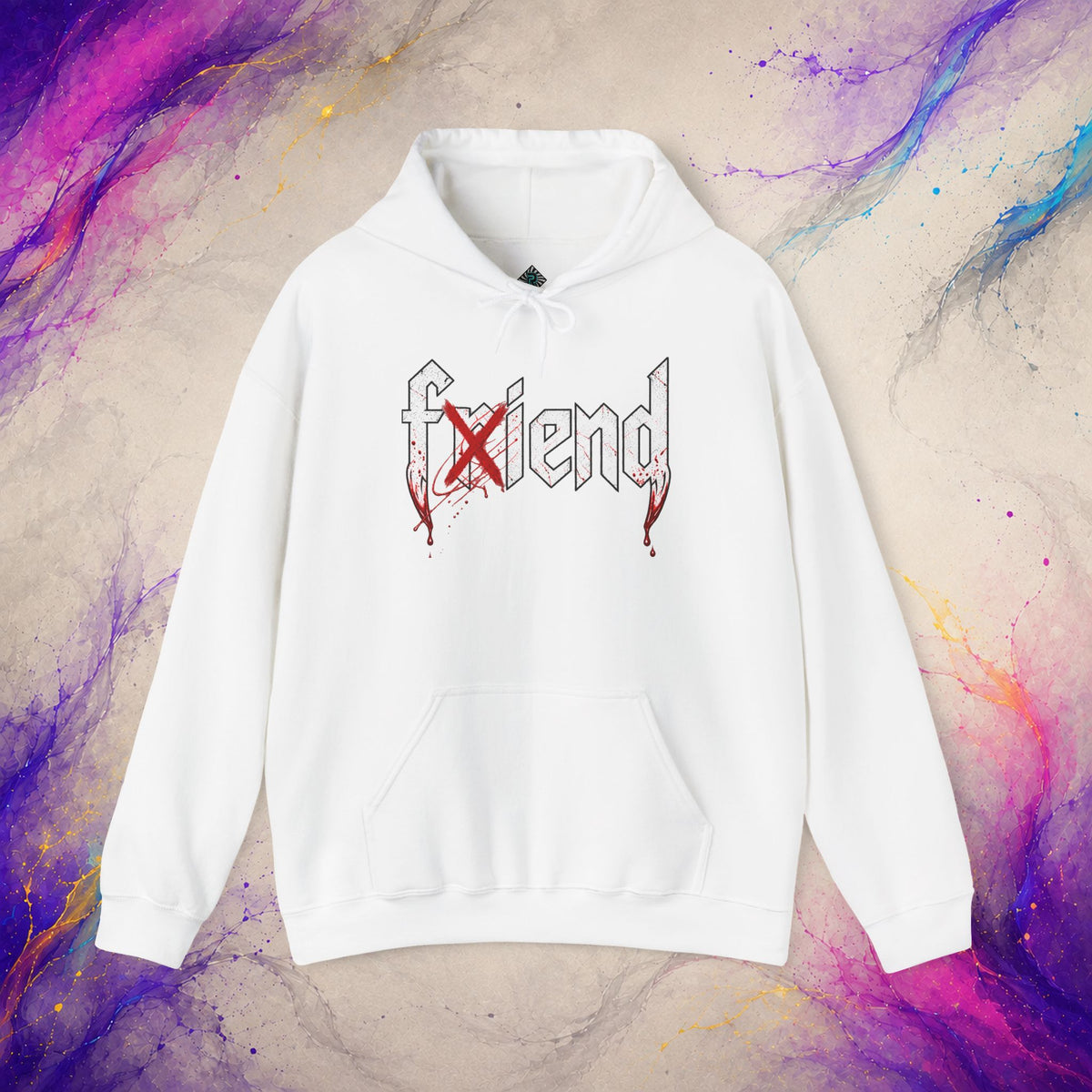 Friend/Fiend Pullover | Minimal Horror Graphic Hoodie