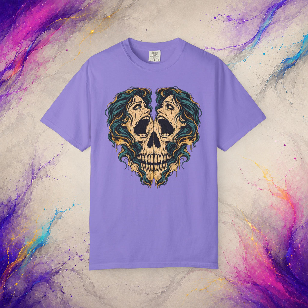 Split Scream Tee | Surreal Skull Horror Shirt