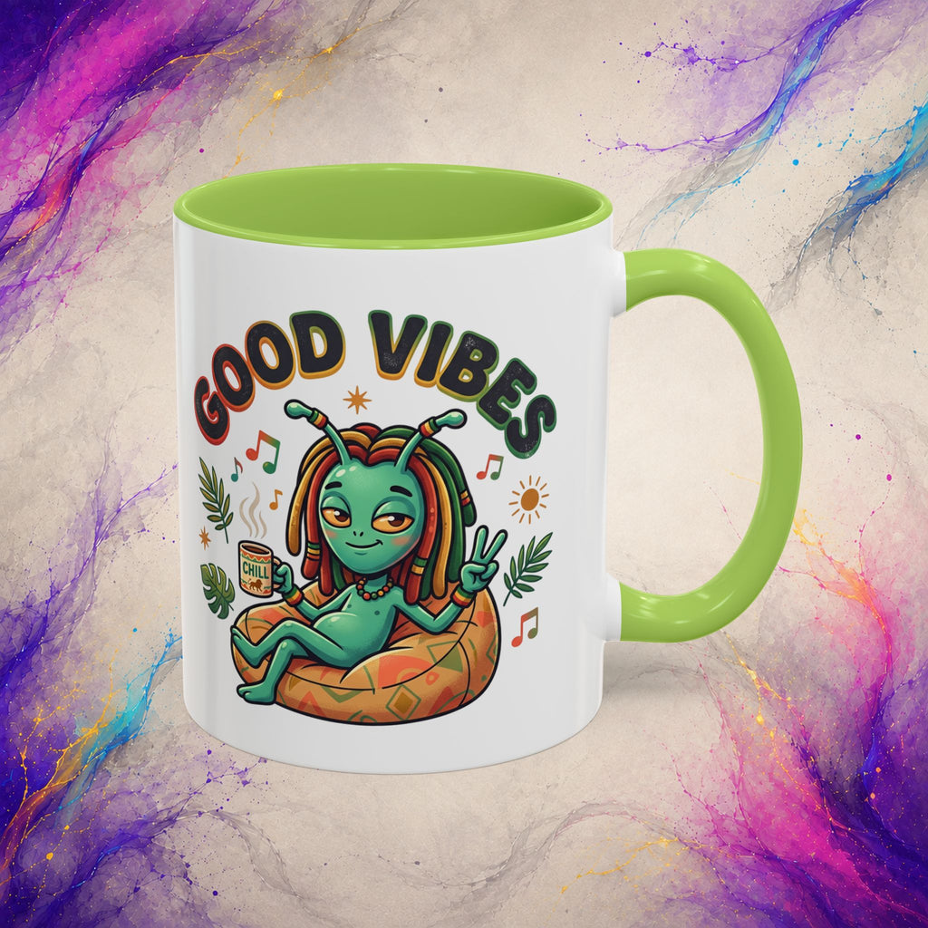 Good Vibes Alien Mug | Retro Cosmic Coffee Cup