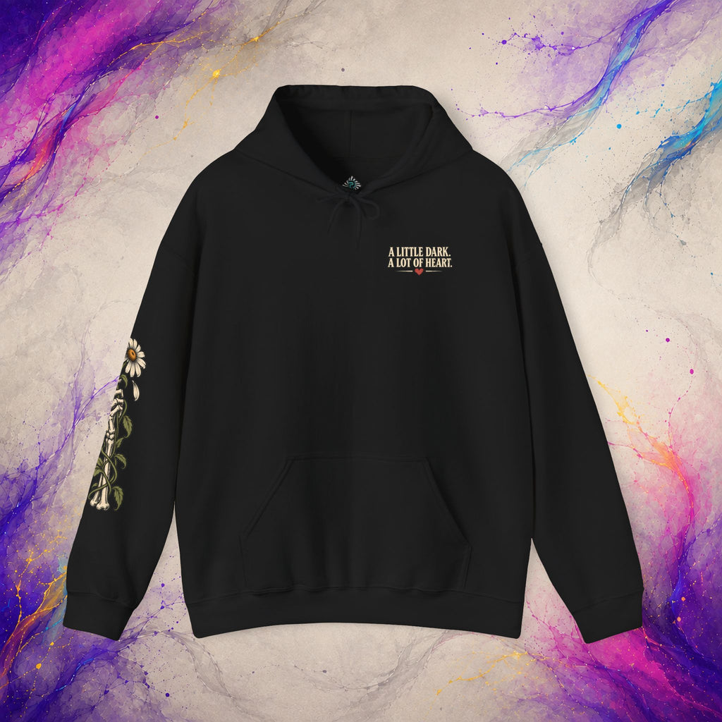 Kindness Looks Good In Black Pullover | Dark Floral Skull Hoodie